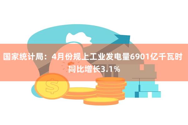 国家统计局：4月份规上工业发电量6901亿千瓦时 同比增长3.1%