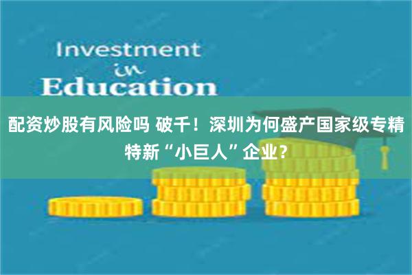 配资炒股有风险吗 破千！深圳为何盛产国家级专精特新“小巨人”企业？